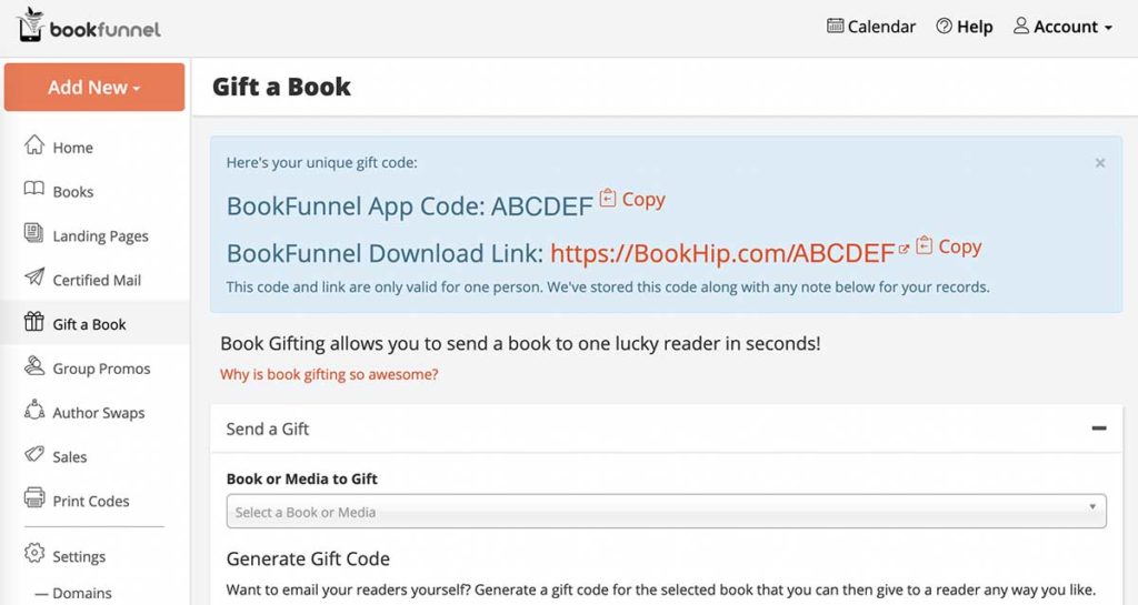 Gift A Book: Send One Book to One Reader | BookFunnel Author Knowledge Base